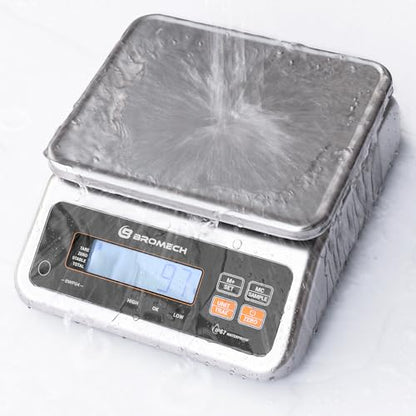 Food Scale Pound and Ounce, Rechargable, Commercial Grade, Stainless Steel Platform, for Meat Shop, Deli, Produce Market (66lb)