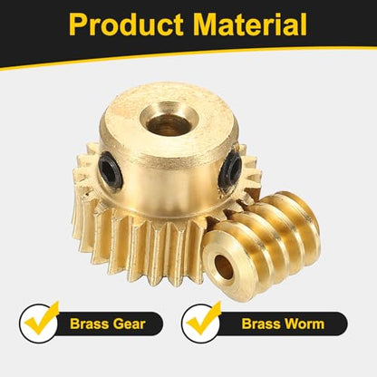 uxcell Worm Gear Set Right Rotation 25T 0.5 Module 1:25 Reduction Rate - size: Gear-3mm, Rod-1.98mm Bore, style: 0.5M-25T