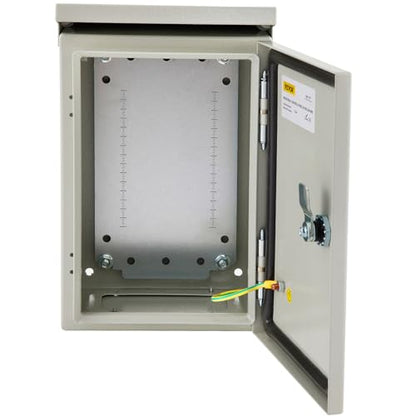 VEVOR Electrical Enclosure, 12'' x 8'' x 6'', UL Certified NEMA 4 Outdoor IP65 Waterproof Cold-Rolled Carbon Steel Hinged Junction Box, with Rain Hood, White Gray, (ULBOX30X20X15) - size: 12" x 8" x 6"