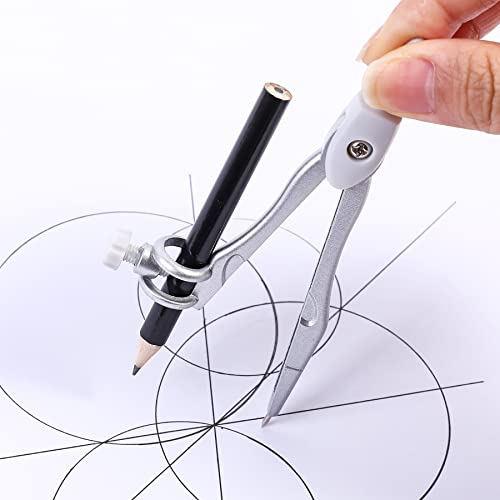 Vobou 10 pcs Math Geometry Set Student Supplies,Compass Kit Set (Grey） - color: White