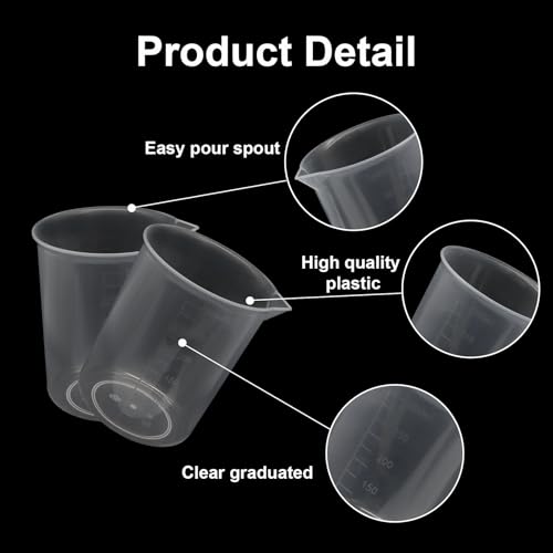 Waziaqoc 300ml/10.1oz Plastic Graduated Beaker, 6 Pack - size: 3.71 x 3.22 Inch