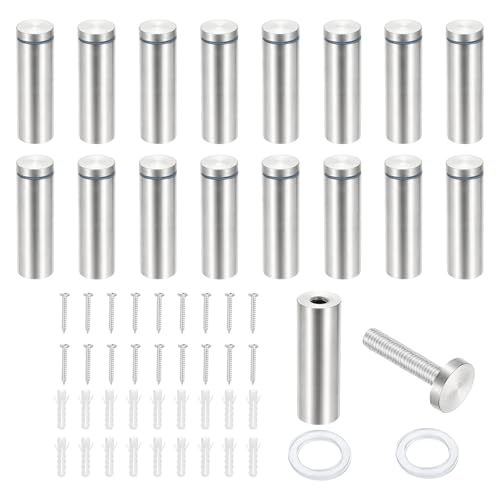 PATIKIL 1x3.1" Standoff Screws, 16 Pack Stainless Steel Stand Off Wall Mounts Wall Sign Mounting Hardware Advertising Standoff Nail for Hanging Acrylic Signs Picture Frame, Silver - size: 1x3.1"