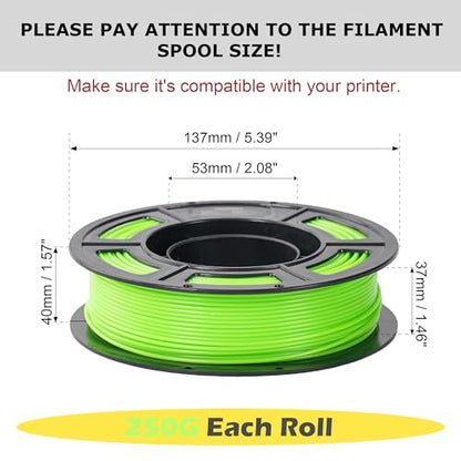 250g PLA+ Filament 1.75mm Bundle, 3D Printer PLA Plus Filament - color: Plus Yellow+purple+sky Blue+pink+apple Green+rose Pink+ice Blue+lime Cream