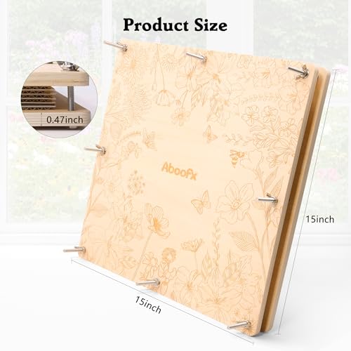 Aboofx Extra Large Flower Press Kit for Adults, 15"x 15" 6 Layers Wooden Flowers Pressing for DIY Easter Theme Pressed Flowers Art, Big Flower Preservation Kit for Frame Bookmark Resin Craft Projects - size: 15"x 15" 6 Layers