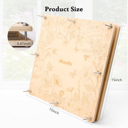 Aboofx Extra Large Flower Press Kit for Adults, 15"x 15" 6 Layers Wooden Flowers Pressing for DIY Easter Theme Pressed Flowers Art, Big Flower Preservation Kit for Frame Bookmark Resin Craft Projects - size: 15"x 15" 6 Layers