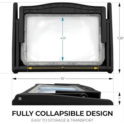 MAGNIPROS 5X LED Page Magnifying Glass, Detachable Stand, 3 Color Modes - color: Jet Black