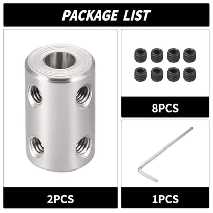 2PCS 6.35mm to 12mm Bore Rigid Coupling, L22 x D18 Set Screw Shaft Coupler Motor Connector 45# Steel for 3D Printers, Motor Accessories, RC Boat Car Airplane - size: RC-18x22-6.35x12