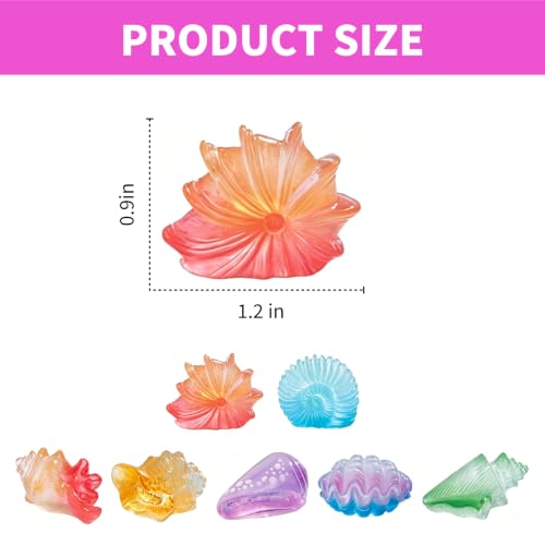 42Pcs Mini Resin Seashell Conch Figurines Small Sea Shell Figures for Craft - color: 42 Shells and Conchs - 7 Styles