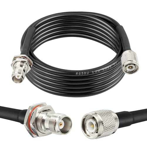 MOOKEERF RG58 TNC Cable 15FT,Low Loss TNC Male to Female Bulkhead Mount Coax Jumper Cable 50 ohm for Radio Scanner,CB Radio,Wi-Fi Radios,GPS Antenna,RF Device,Broadcast - size: 15FT