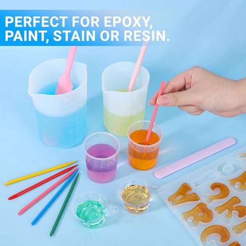 Gartful 100ml Plastic Measuring Cup - 10 Pack, 3.4oz Disposable Mixing Cups for Liquid Measuring, Epoxy Resin Crafts, Paint Mixing, Cosmetic Making - size: 100ml
