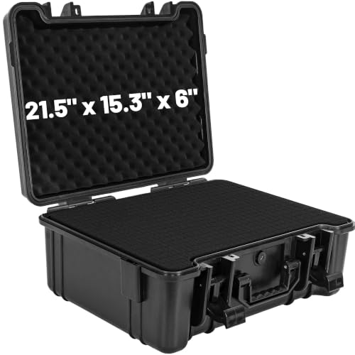 Hard Carrying Case,Shockproof Storage Box with Customizable Foam,Portable Protective Tool Box for Microphone,Recorder,Electronics,Tools,Cameras,Equipment and More, 21.5" x 15.3" x 6" - size: 21.5" x 15.3" x 6"