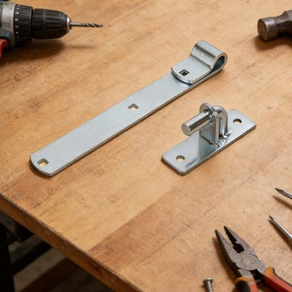 4 Sets Wall Mount Gate Hinge Bracket with Strap Hinge Heavy Duty Farm & Chain Link Gate Hinges Farm Gate Hinges Outdoor Hardware for Barns Tool Sheds and Other Swing Doors, Galvanized - style: 4pcs U-shape-12''