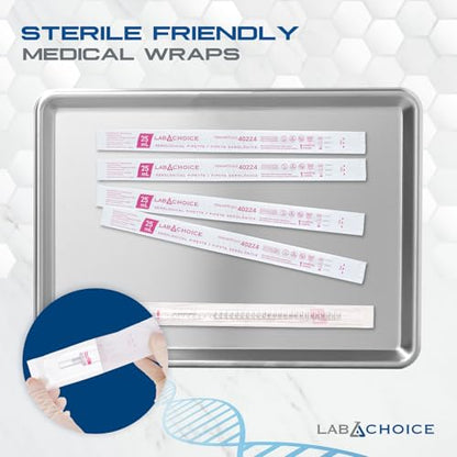 LabChoice Serological Pipettes - 200 Count - Plastic Disposable Sterile Pipettes, Individually Packed Graduated Transfer Pipette for Laboratory Use - 25mL, Red