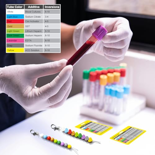 Order of Blood Draw Beads with Reference Card, Phlebotomist Badge Reel Visual Aid Tool Accessories, RN Badge Buddy, Phlebotomy Essentials, Nurse Supplies - color: Heart and Round Blood Draw Beads With Yellow Card
