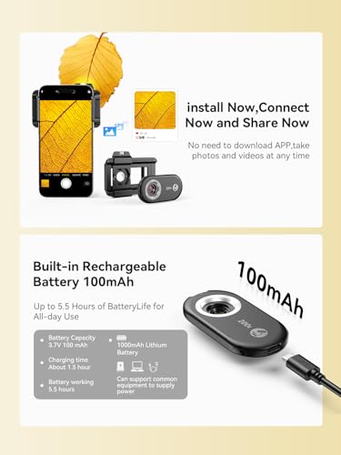 MIAO LAB 200X Phone Microscope Lens, Phone Camera Micro Lens with Universal Clip/LED Light/CPL, Mini Pocket Microscope Attachment for iPhone 17/16/15/14/13 Series and Most Smartphone
