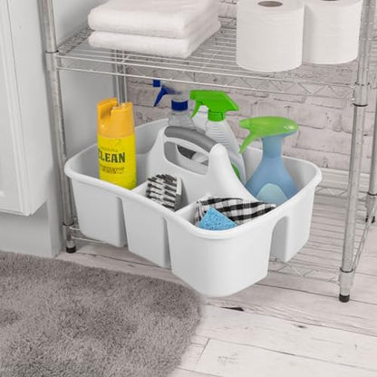 Sterilite Divided Ultra Caddy, Plastic Portable Organizer, White, 12-Pack - size: 12 Pack