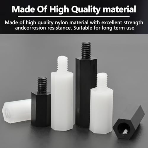 740pcs Male Female Nylon Hex Spacers Standoffs Assortment Kit, Black&White M2.5 PCB Motherboard Threaded Pillar Plain Finish, Fits Circuit Board Hex Pillar for PCB Boards, UAV,Computer Motherboard - size: M2.5