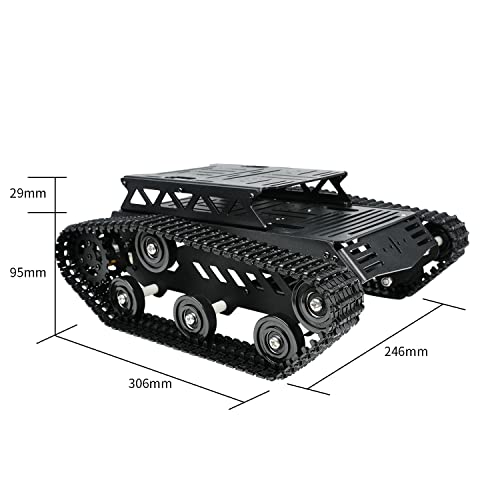 Tank Car Chassis with DC Geared Motor, Shock Absorbing Robot Chassis Full-Metal Robotic Moving Platform Track for Arduino RaspberryPi Microb Jetson DIY Maker Smart Robot Car Learning Kit (Black)