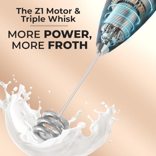 Zulay Kitchen Powerful Milk Frother Wand With Duracell Batteries - Ultra Fast Handheld Drink Mixer - Electric Whisk Foam Maker for Coffee, Lattes, Cappuccino & Matcha - Triple Whisk - Black - color: 01 - Alpha Black, size: Triple Whisk + Batteries