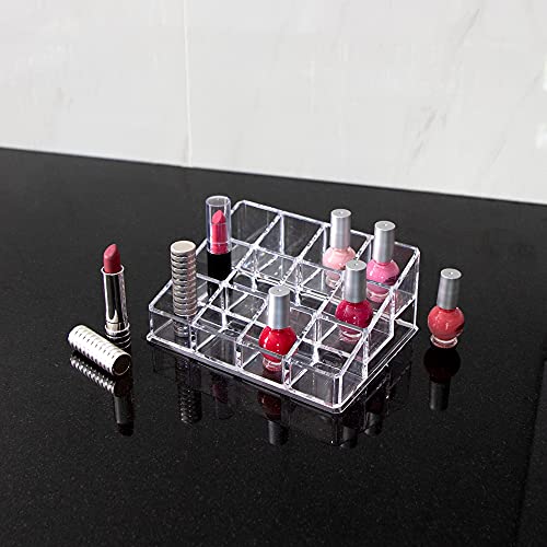 Isaac Jacobs Clear Acrylic 12 Compartment Nail Polish Holder, Organizer for Makeup, Essential Oils, Storage Solution, Rack Display (3 Rows (x4)) (Pack of 2) - size: 3 Rows (x4) (Pack of 2)
