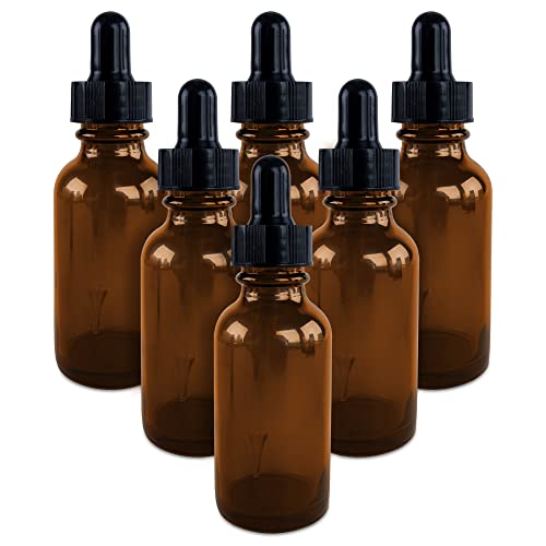 Super Z Outlet 1oz Glass Bottles with Glass Eye Dropper Dispenser for Essential Oils, Kitchen Tools, Chemistry Lab Chemicals, Colognes & Perfumes (6 Pack) (Cobalt Blue) (Brown) - color: Brown