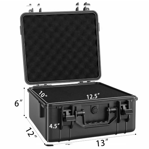 TORIBIO Hard Carrying Case with Foam, Shockproof Storage Box 13"x10.6"x5.2" - size: 13" x 10.6" x 5.2"