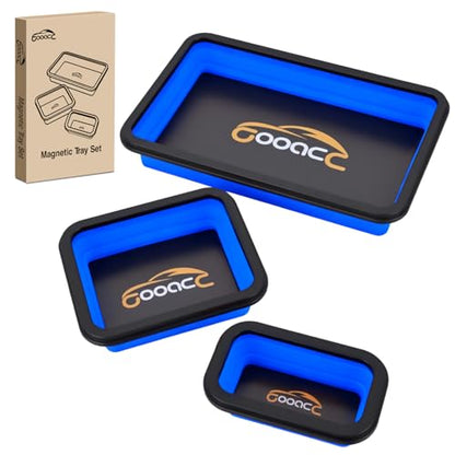 GOOACC 3 Sizes Collapsible Magnetic Parts Tray Set Blue - color: Blue