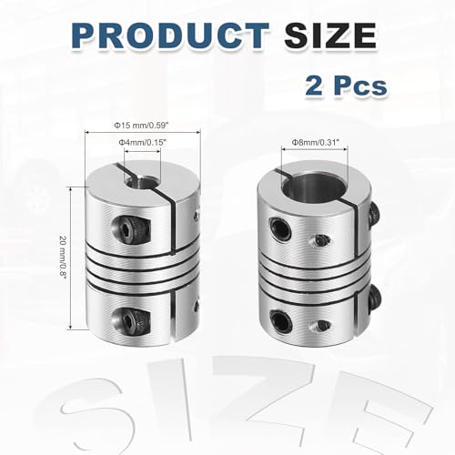 MECCANIXITY 2Pcs 4 to 8mm Flexible Shaft Coupling 20mmL 15mmDia - size: 4 to 8mm