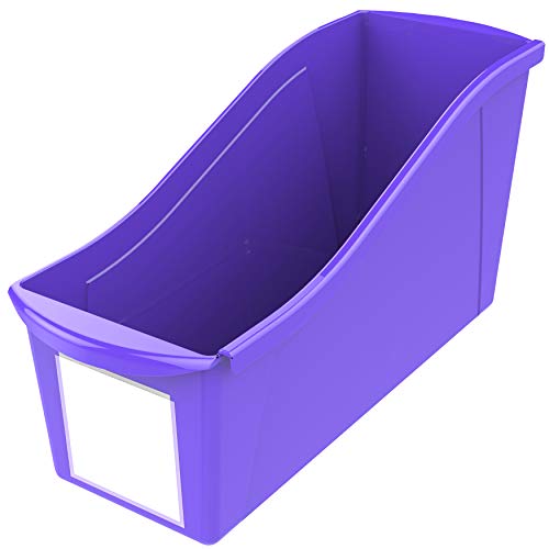 Storex Large Book Bin, Interlocking Plastic Organizer for Home, Office and Classroom, Purple, 30-Pack (71117U06C) - color: Purple, size: 30-Pack