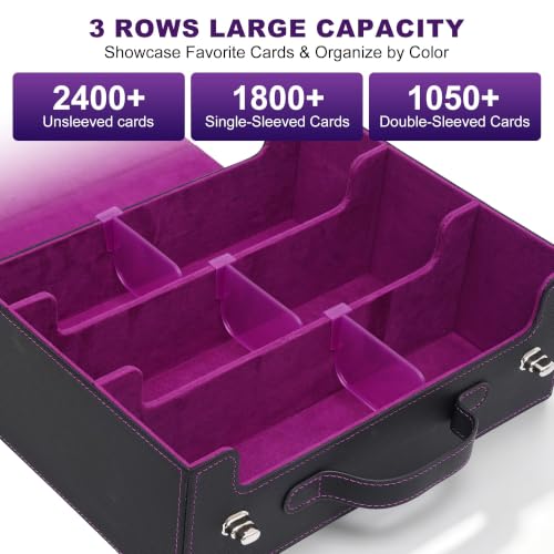 3-Row Trading Card Storage Box with handle & Closure, Black Purple - color: Black Purple, size: 3 Rows
