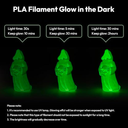 AMOLEN Silk Glow in the Dark Filament Multicolor, Glow Filament Silk Green, Blue, Purple, Orange Red 1.75mm PLA Filament, Dimensional Accuracy +/- 0.02 mm, 200g X 4 Pack - color: Blue/Green/Orange Red/Purple