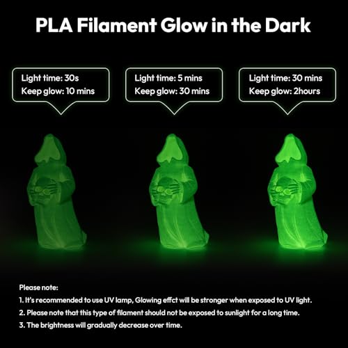 AMOLEN Silk Glow in the Dark Filament Multicolor, Glow Filament Silk Green, Blue, Purple, Orange Red 1.75mm PLA Filament, Dimensional Accuracy +/- 0.02 mm, 200g X 4 Pack - color: Blue/Green/Orange Red/Purple