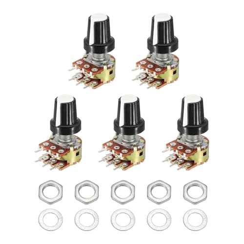MECCANIXITY 5 Set WH148 B1M Ohm Potentiometer Kit 20mm Shaft White - size: 20mm, style: B1M