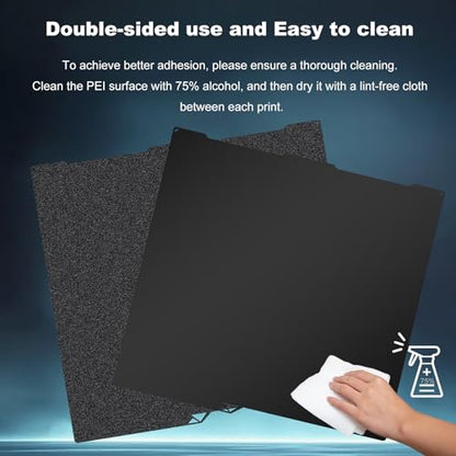 256x268mm Black Build Plate for Anycubi Kobra 3 V2/Kobra 3/Kobra 3 Combo, Double Sided Textured PEI+Smooth PEI Flexible Spring Steel Platform Heated Printing Bed for Anycubi Kobra 3D Printer - size: 256x268mm