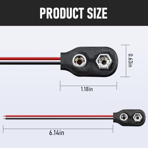 LALAOKS 20Pack 9V Battery Holders Case with 15cm Pure Copper Cables Bulk - size: 20