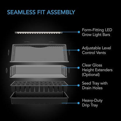 AC Infinity Heavy-Duty Large Humidity Dome w/ Full Spectrum LED Grow Lights - size: Large Light Kit