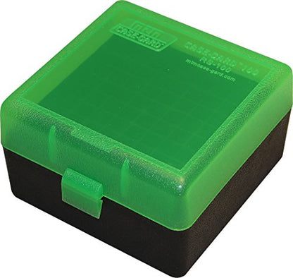 MTM Case-Gard RS-100-16T Flip-Top Rifle Ammo Box, Clear Green/Black - color: Clear Green/Black