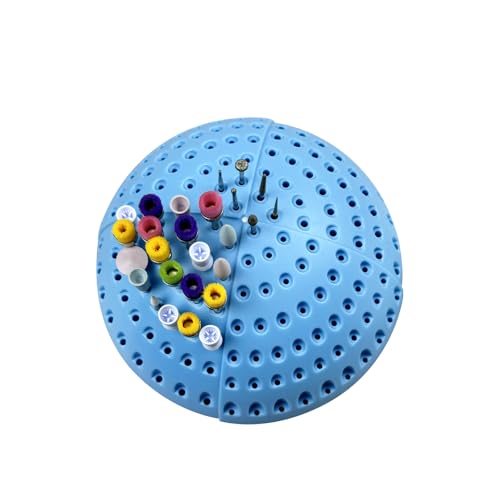 180 Holes Plastic Semi-Circular Dental Bur Holder, High/Low-Speed Drill Bits Disinfection Drill Box, Organizing Nail Drill Bits Dentistry Lab Tools(Without Tools) (Blue) - color: Blue