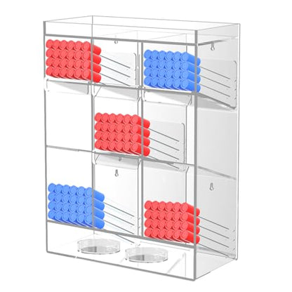 Acrylic Test Tube Rack, Clear Tube Holder Organizer Stand with 9 Compartments, Extra Bottom Storage, and 4 Pull-Out Trays, Wall Mount or Countertop for Lab, Hospital, Office, 16"H x 12"W x 5.5"D - size: 9 Compartment 16" H x 12" W x 5.5" D