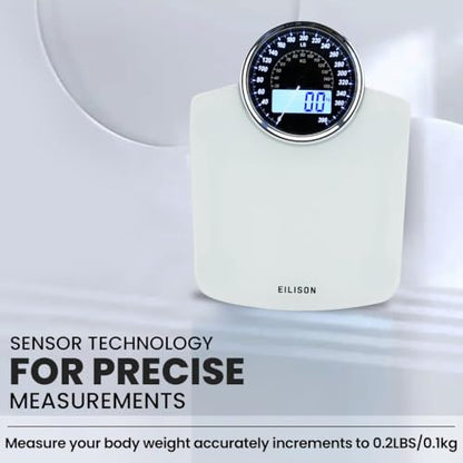 EILISON 2-in-1 Digital & Analog Bathroom Scale, 400 lbs, Large Display - color: White