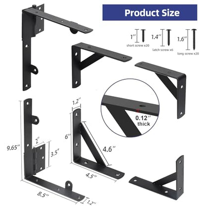 Fence Gate Kit Gate Hardware, 1 Set Anti Sag Gate Kit Heavy Duty No Sag, Anti Twist Gate Frame Corner Brackets Kit Withstand 150 lbs, Gate Hardware Kit for Wood Fence Gate - style: 1 Set