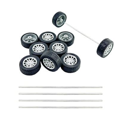 10PCS Toy Car Wheels 28mm Rubber Tire with 5PCS Shaft Round Axles for for DIY Model Toy RC Car Accessories Parts (2X28MM) - style: 2X28MM
