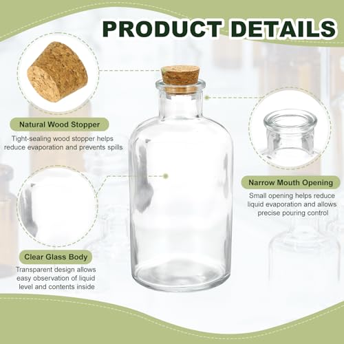 PATIKIL 500ml Glass Reagent Bottle with Wood Stopper, Narrow Mouth 16.9oz - size: 16.9 Ounces