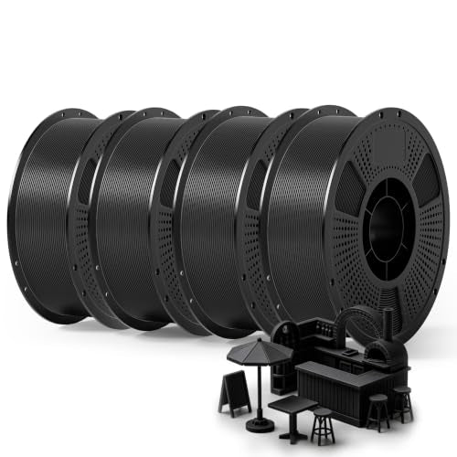 PETG Filament Bundle 4kg, Low Stringing High Toughness 3D Printer Filament 1.75mm, Clog-Free Neat Wound, High Speed Printing PETG Fits Most FDM 3D Printers, 1KG*4 Pack, PETG Black * 4 - color: 4000g Black*4