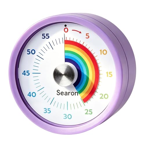 Magnetic Visual Timer for Classroom, 60-Minute Rainbow Dial, Purple - color: Purple