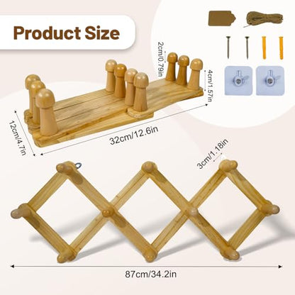 Rustic Adjustable Herb Drying Rack, Hanging Flower Dryer with Wall Hooks - color: Herb Drying Rack-Diamond Telescopic