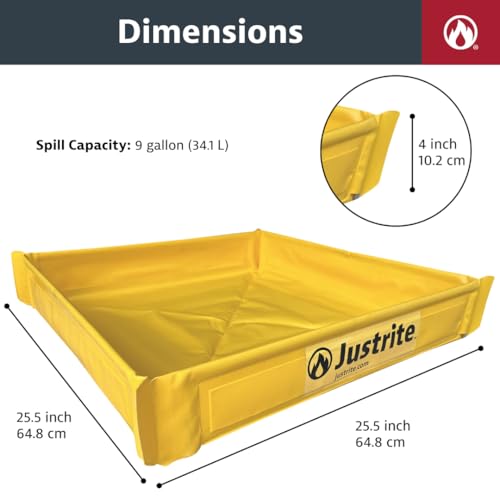 Justrite Collapsible Utility Tray, 25.5" x 25.5" x 4" - style: 25.5" x 25.5"