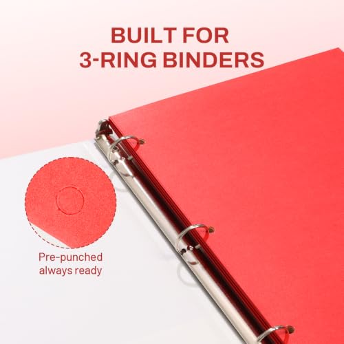 SUNEE Folders with Pockets 3 Hole Punched(50 Pack, Red), 2 Pocket Folders Fit Letter Size Paper, Paper File Folder for School Office Home Business - color: Red