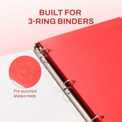 SUNEE Folders with Pockets 3 Hole Punched(50 Pack, Red), 2 Pocket Folders Fit Letter Size Paper, Paper File Folder for School Office Home Business - color: Red