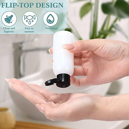 Mifoci 100 Pcs Small Plastic Bottles with Caps 2 oz Clear Empty Squeeze Bottle with Flip Cap Small Refillable Transparent Travel Dispenser Container for Shampoo Lotion Conditioner Liquid Soap